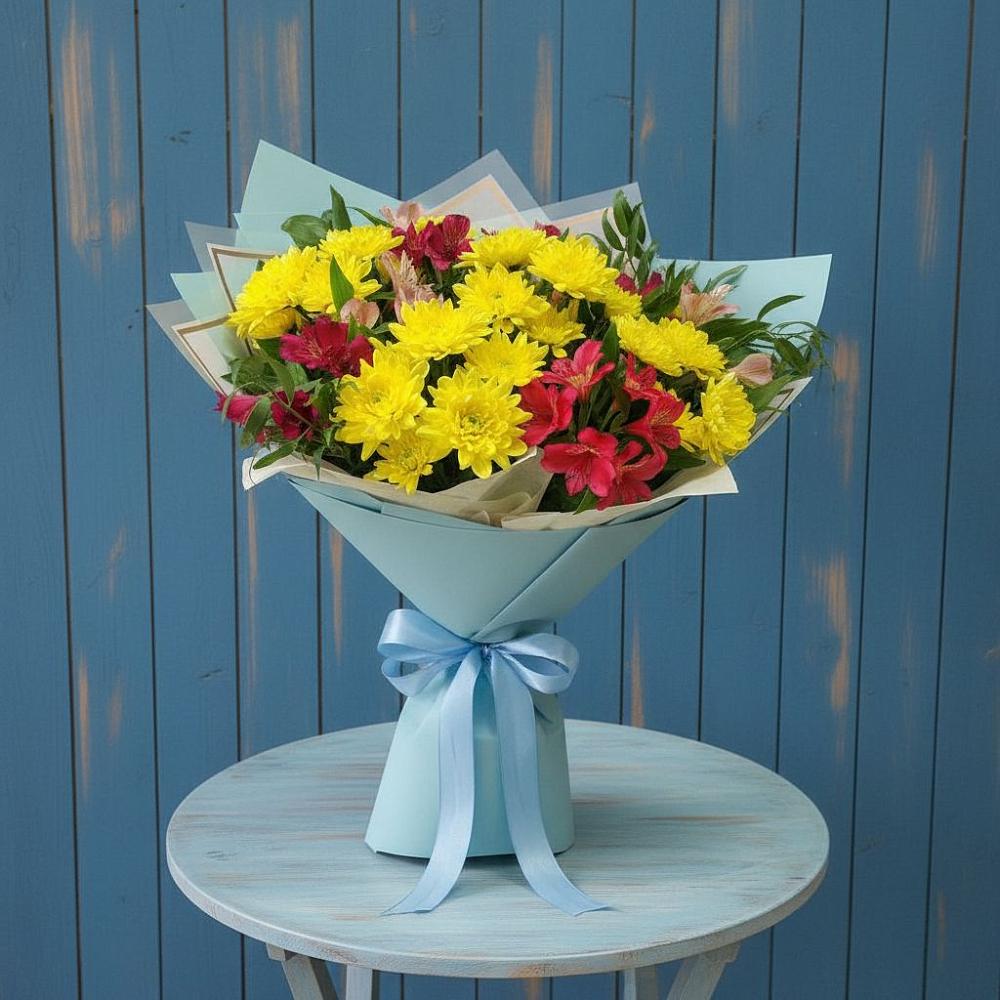 Букет цветов из: Альстромерии и Хризантемы в Трубчевске