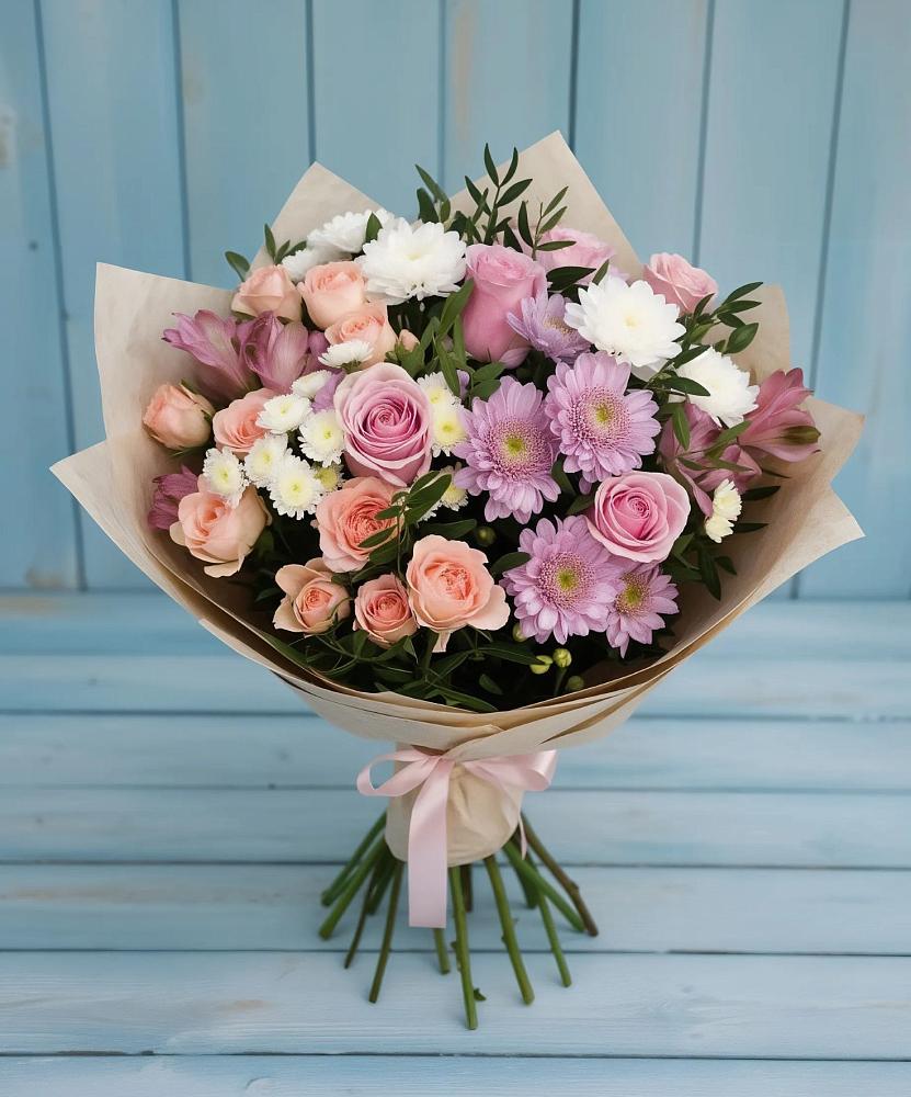 Букет цветов из: Хризантемы, Розы и Альстромерии в Трубчевске