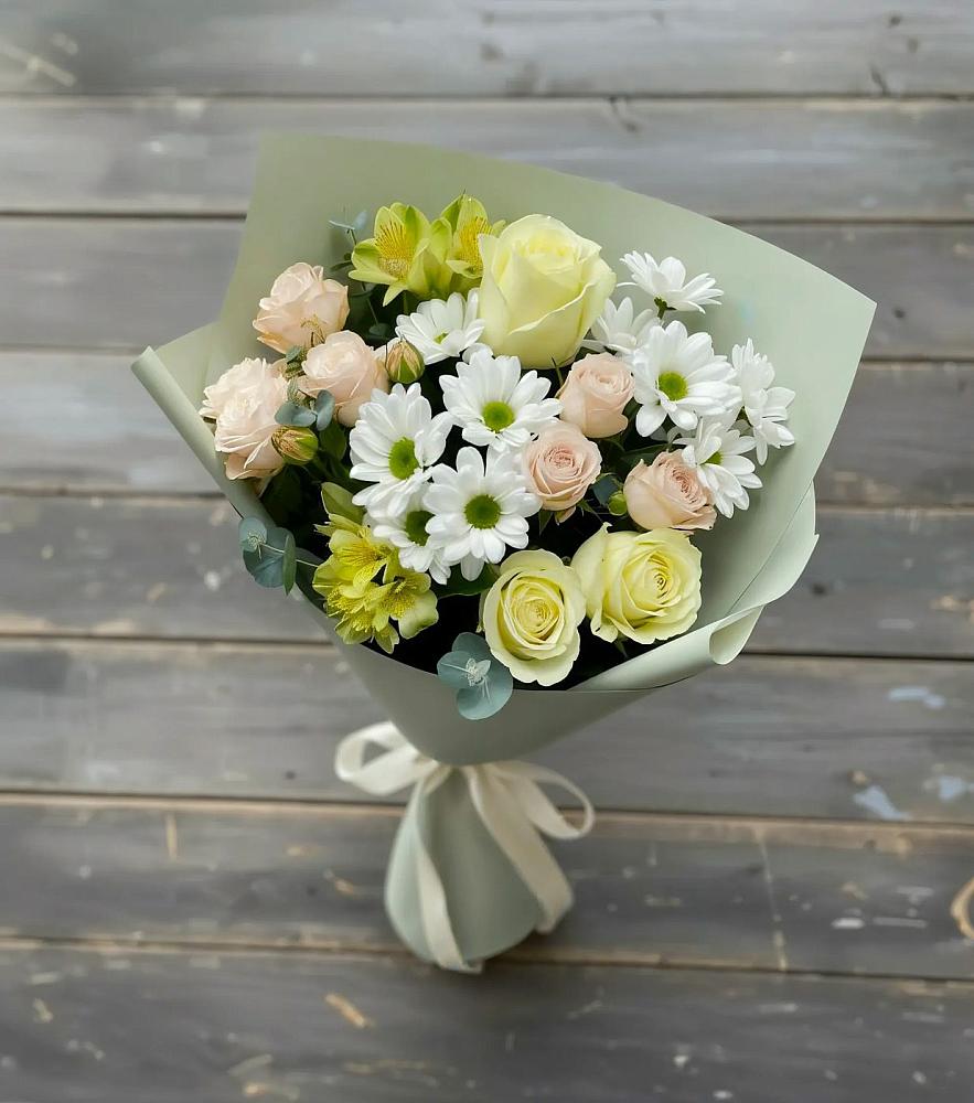 Букет цветов из: Альстромерии, Розы и Хризантемы в Трубчевске