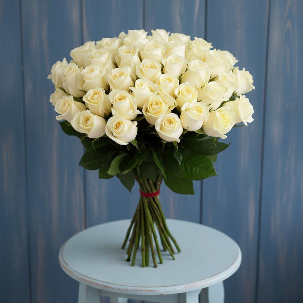 Букет 51 Белая роза Эдлесс Лав в Трубчевске