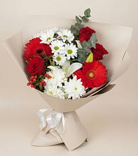 Букет цветов из:  Розы, Хризантемы, Герберы и Лилии в Трубчевске