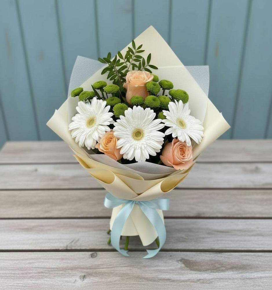 Букет цветов из: Герберы, Розы и Хризантемы в Трубчевске