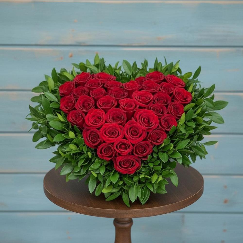 Цветочная композиция из Розы в виде сердца в Трубчевске