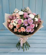 Букет цветов из:  Хризантемы, Розы и Альстромерии #REPLACE_PRED# Трубчевске