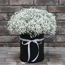 Цветочная композиция из Гипсофила в шляпной коробке в Трубчевске